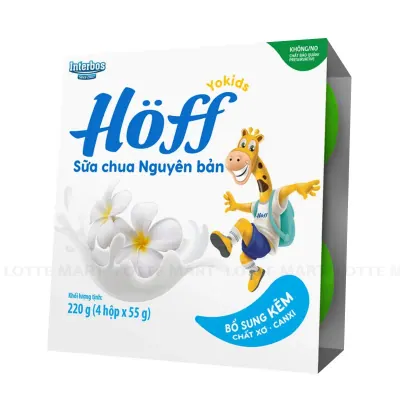 Lốc 4 Hộp Sữa Chua Hoff Kids Yogurt Có Đường 55g
