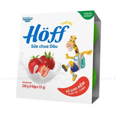 Lốc 4 Hộp Sữa Chua Hoff Kids Yogurt Vị Dâu 55g