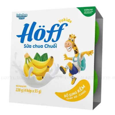 Lốc 4 Hộp Sữa Chua Hoff Kids Yougurt Vị Chuối 55g