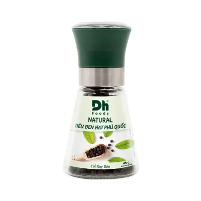 Tiêu Đen Hạt Phú Quốc - Nắp Cối Xay Ceramic Natural Dh Foods 45g
