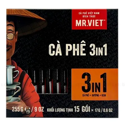 Cà Phê Hòa Tan 3IN1 MR.VIET Hộp 15 Gói 17g