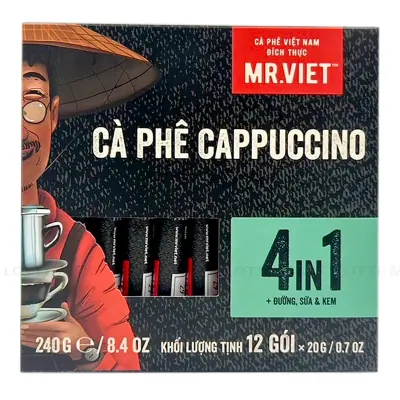 Cà Phê Hòa Tan Cappuccino 4IN1 MR.VIET Hộp 12 Gói 20g