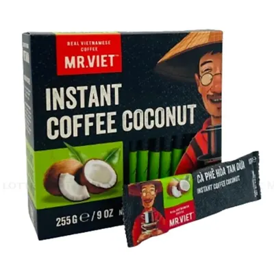 Cà Phê Hòa Tan MR.VIET Vị Dừa Hộp 15 Gói x 17g