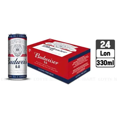 Thùng 24 Lon Bia Budweiser 0.0 Độ Cồn 330ml