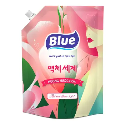 Nước Giặt Xả Blue Hương Nước Hoa Cho Máy Giặt Cửa Trước và Cửa Trên Túi 3.6L