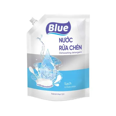 Nước Rửa Chén Blue Phiên Bản Không Mùi Túi 3.2L
