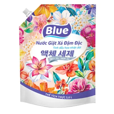 Nước Giặt Xả Đậm Đặc Blue Tinh Dầu Hoa Nhiệt Đới Túi 3.6L