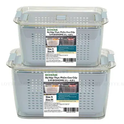 Bộ Hộp Thực Phẩm Cao Cấp Biohome 2 Lớp 4.8L