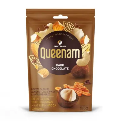 Choco Đen Hạnh Nhân Hạt Điều Maca Caramel Queenam 75g