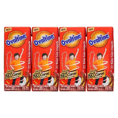 Lốc 4 Hộp Thức Uống Sữa Lúa Mạch Ovaltine Bổ Sung Canxi Vị Socola 180ml