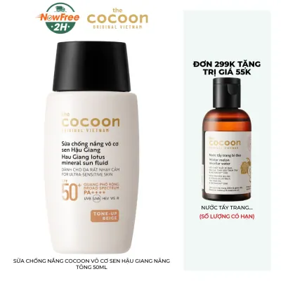 Sữa Chống Nắng Cocoon Vô Cơ Sen Hậu Giang Nâng Tông 50ml