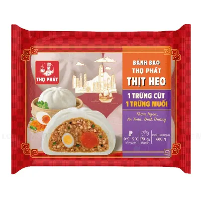 Bánh Bao Thọ Phát Thịt Heo Một Trứng Cút Một Trứng Muối 680g