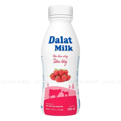 Sữa Chua Uống Dalat Milk Hương Dâu Tây Chai 500ml