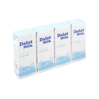 Sữa Tươi Tiệt Trùng Dalat Không Đường 4x180ml