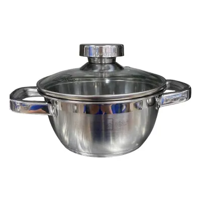 Nồi Inox 430 3 Đáy Bếp Từ Nắp Kiếng Fivestar 16cm