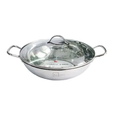 Chảo Lẩu Inox 430 Nắp Kiếng Bếp Từ Fivestar 32cm