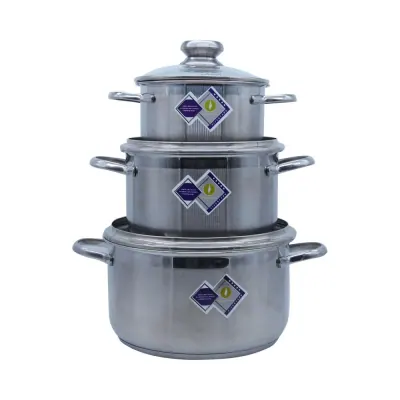 Bộ Nồi Inox 430 Bếp Từ 3 Đáy Nắp Kính FS-B3KO