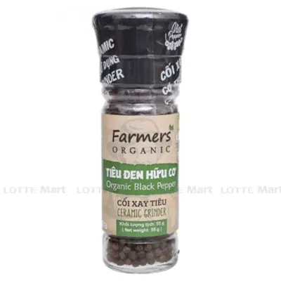 Tiêu Đen Hữu Cơ Có Cối Xay HTV Farmers Organic Hũ 55g