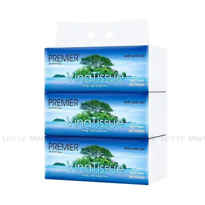 Lốc 2 Khăn Giấy Lụa Premier VinaTissue 2 Lớp 280 Tờ + 1 Gói
