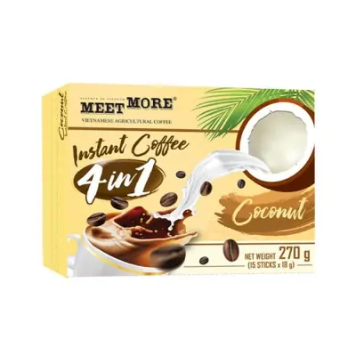 Cà Phê Hòa Tan 4in1 Meet More Ocop Vị Dừa Hộp 15 x 18g