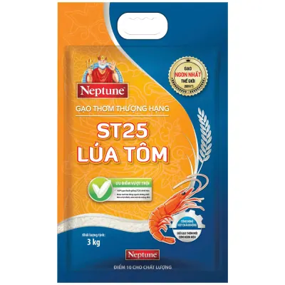 Gạo Thơm Thượng Hạng ST25 Lúa Tôm Neptune 3kg