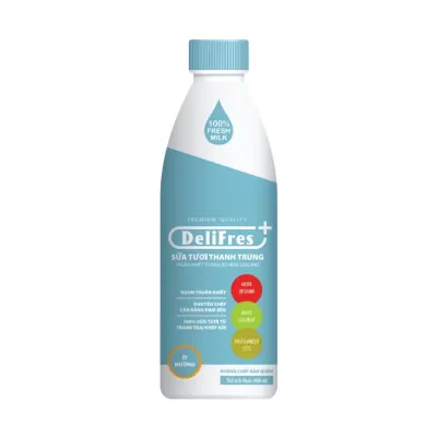 Sữa Tươi Thanh Trùng Ít Đường Delifres Chai 900ml