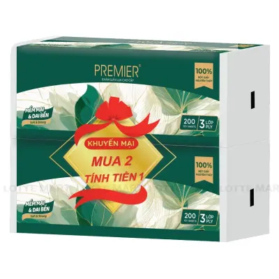 Khăn Giấy Rút Lụa Premier 3 Lớp Gói 200 Tờ