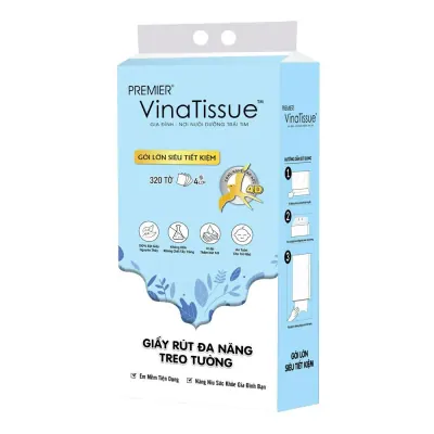 Khăn Giấy Rút Đa Năng Treo Treo Premier Vina 4 Lớp 320 Miếng