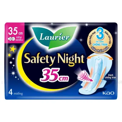 Băng Vệ Sinh Ban Đêm Laurier Siêu Chống Tràn Có Cánh 35cm Gói 4 Miếng
