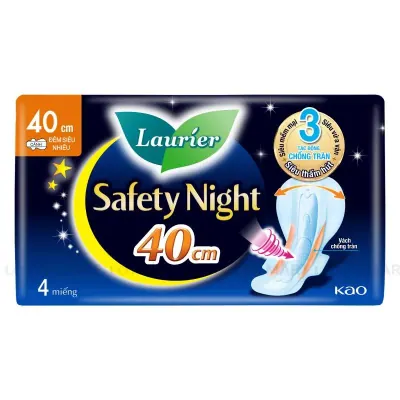 Băng Vệ Sinh Ban Đêm Laurier Siêu Chống Tràn Có Cánh 40cm Gói 4 Miếng