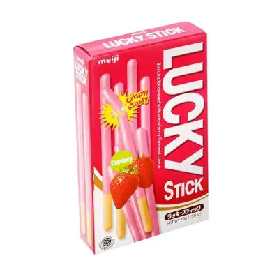 Bánh Que Meiji Lucky Stick Phủ Kem Hương Dâu Hộp 45g – CX – F