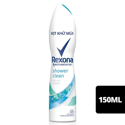 Xịt Khử Mùi Nữ Rexona Shower Clean Khô Thoáng 150ml/135ml