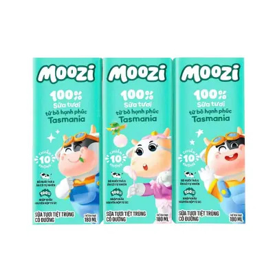 Sữa Tươi Tiệt Trùng Moozi 100% Có Đường 3x180ml