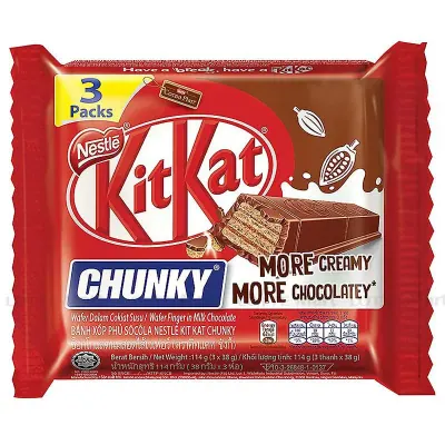 Lốc 3 Thanh Bánh Xốp Phủ Socola Sữa KitKat Chunky 38g