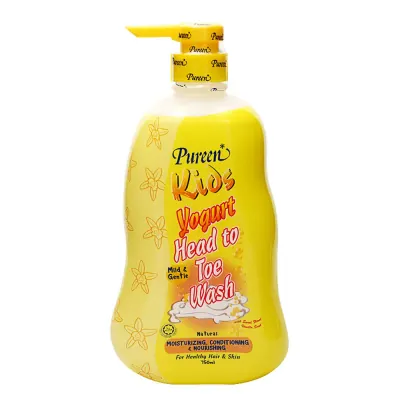 Sữa Tắm Gội Baby Pureen Tinh Chất Sữa Chua & Vani 750ml