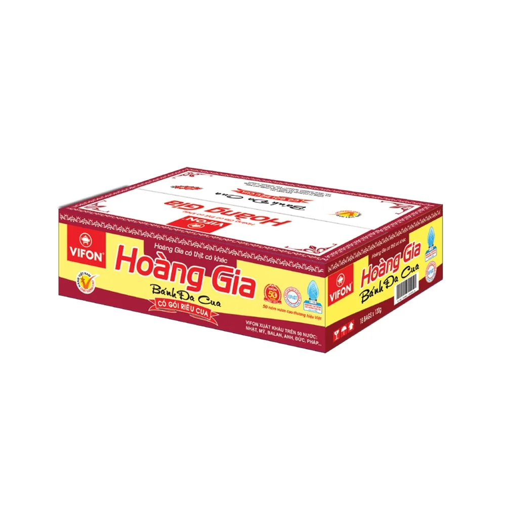 Thùng 18 Gói Bánh Đa Cua Hoàng Gia 120g