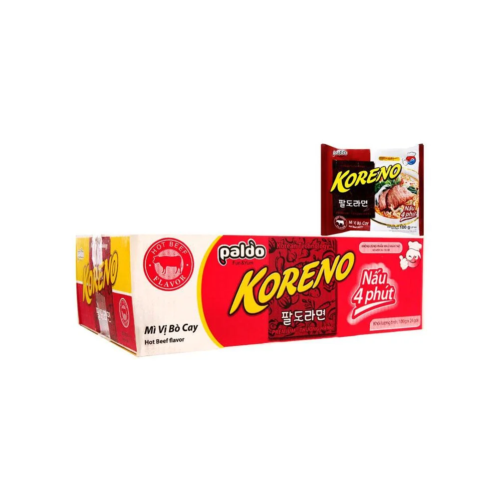 Thùng 24 Gói Mì Koreno Bò Cay x100g