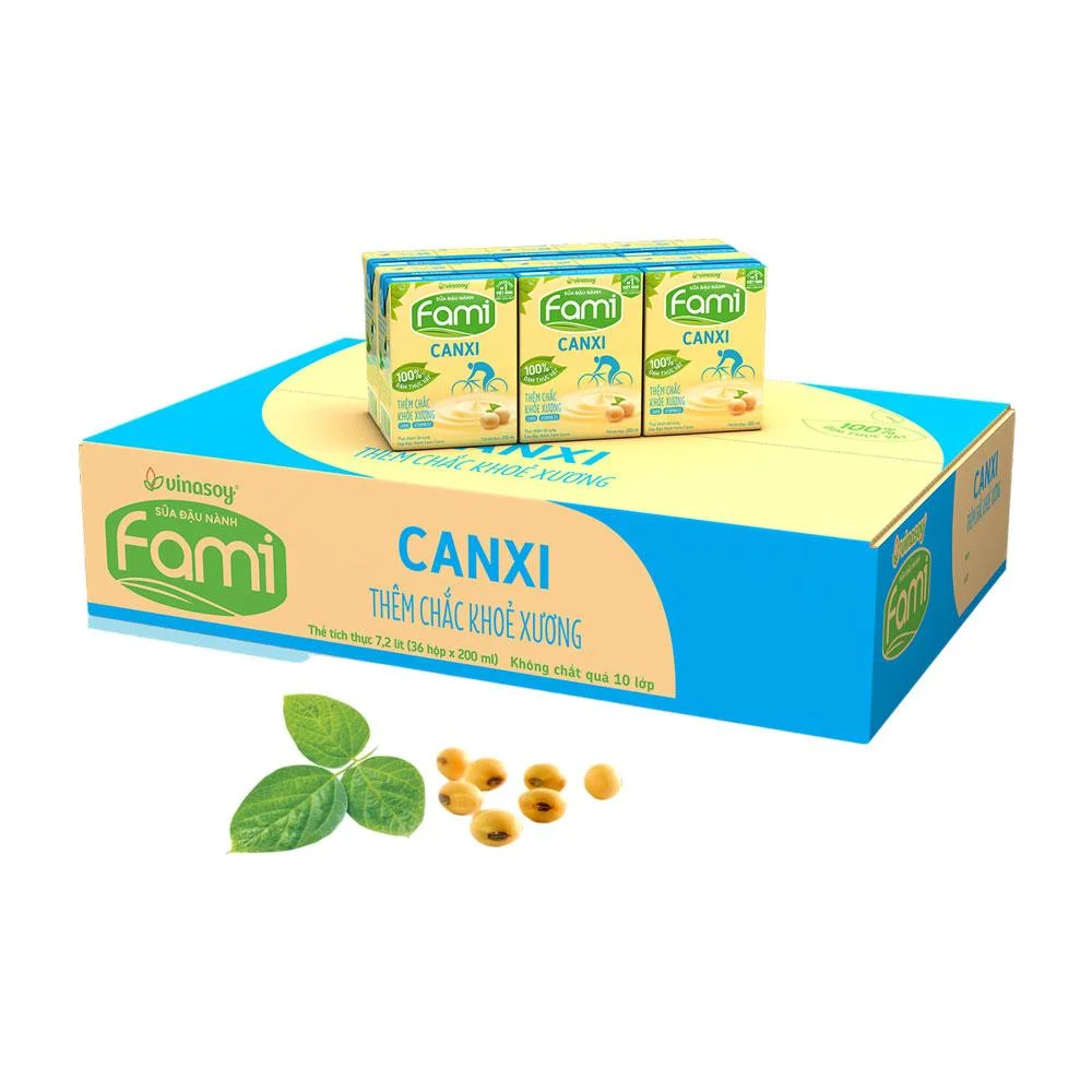 Sữa Đậu Nành Fami Canxi Hộp Giấy 36 Hộp x 200ml