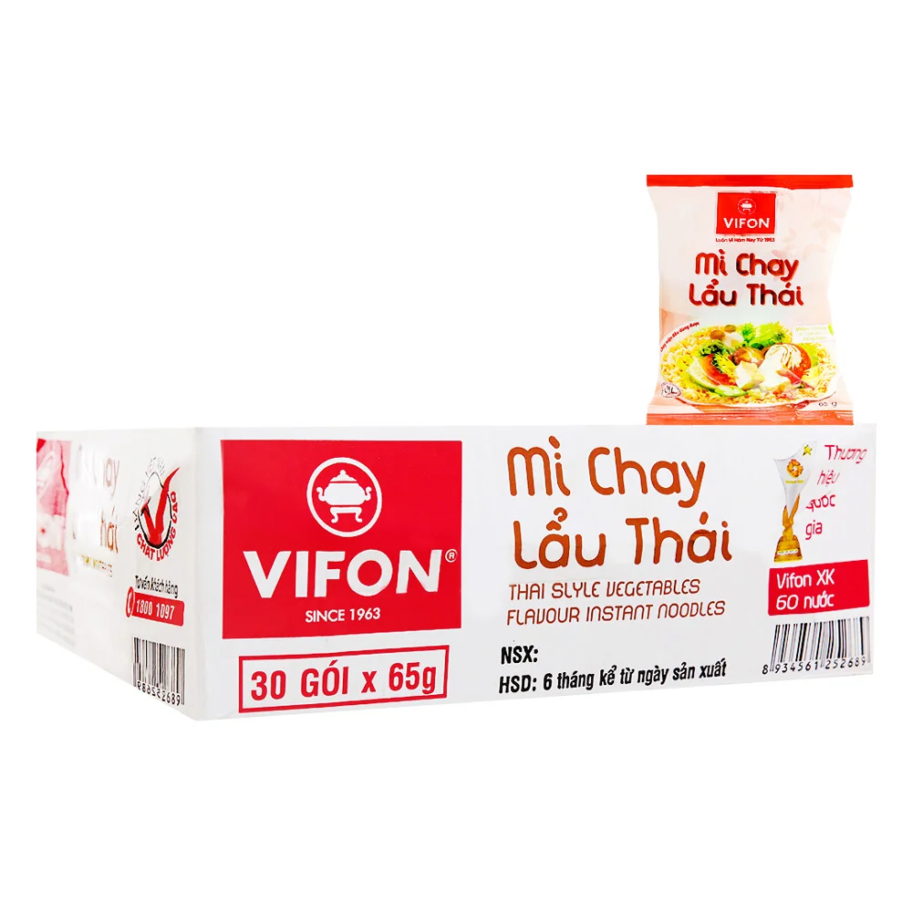Thùng 30 Gói Mì Chay Lẩu Thái Vifon 65g
