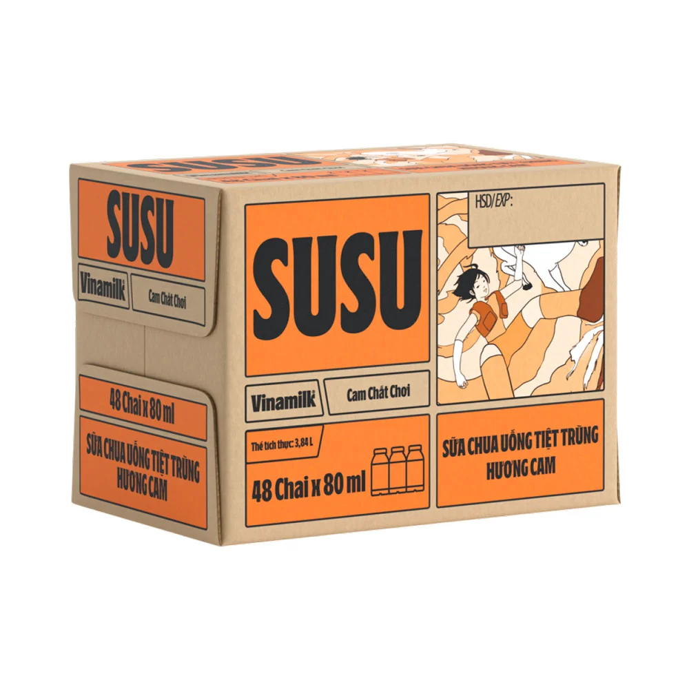 Thùng 48 Sữa Chua Uống Susu Cam 80ml