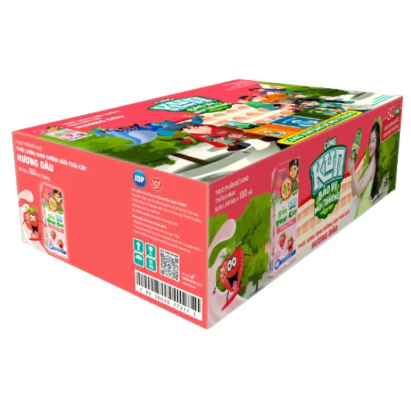 Thùng 48 Sữa Trái Cây Kun Dâu 180ml