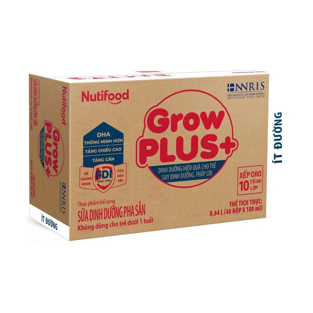 Sản Phẩm Dinh Dưỡng Pha Sẵn Grow Plus+(đỏ) Ít Đường 48 x 180ml