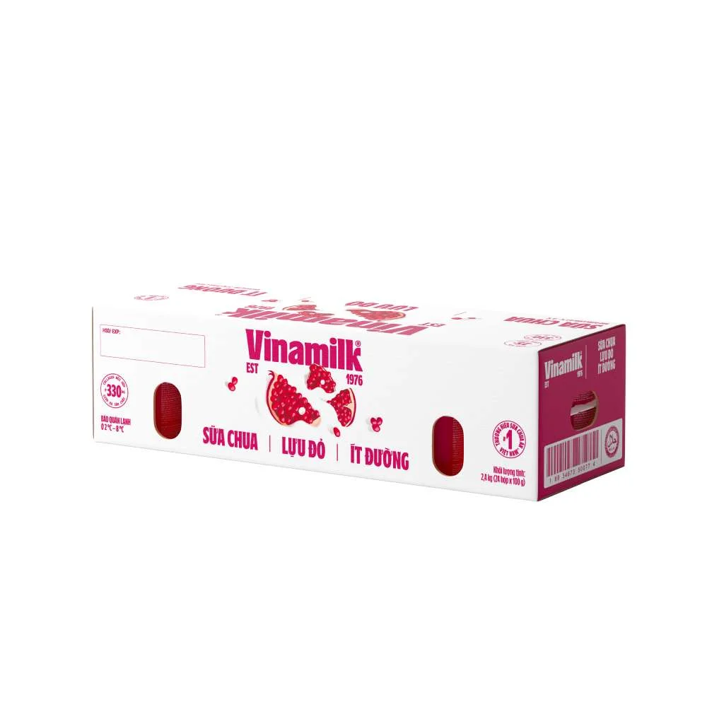 Sữa Chua Ăn Vinamilk Lựu Đỏ Ít Đường 24x100g