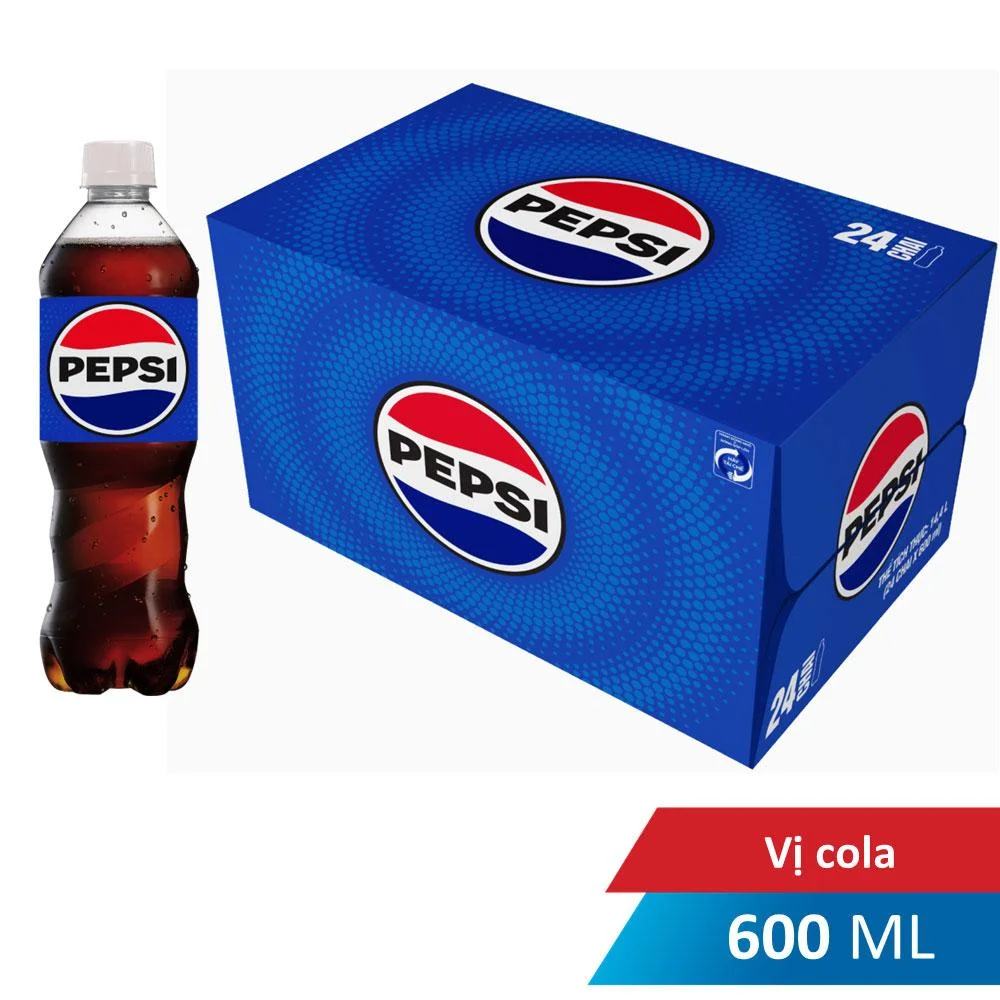 Thùng 24 Nước Ngọt Có Ga Pepsi Vị Cola Chai 600ml