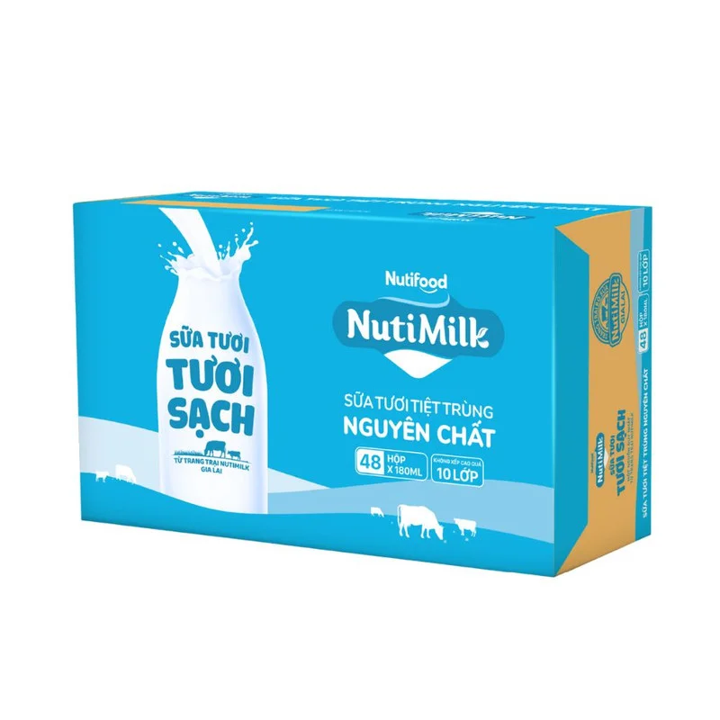 Sữa Tươi Tiệt Trùng Nutimilk Tươi Sạch Nguyên Chất 48 x 180ml