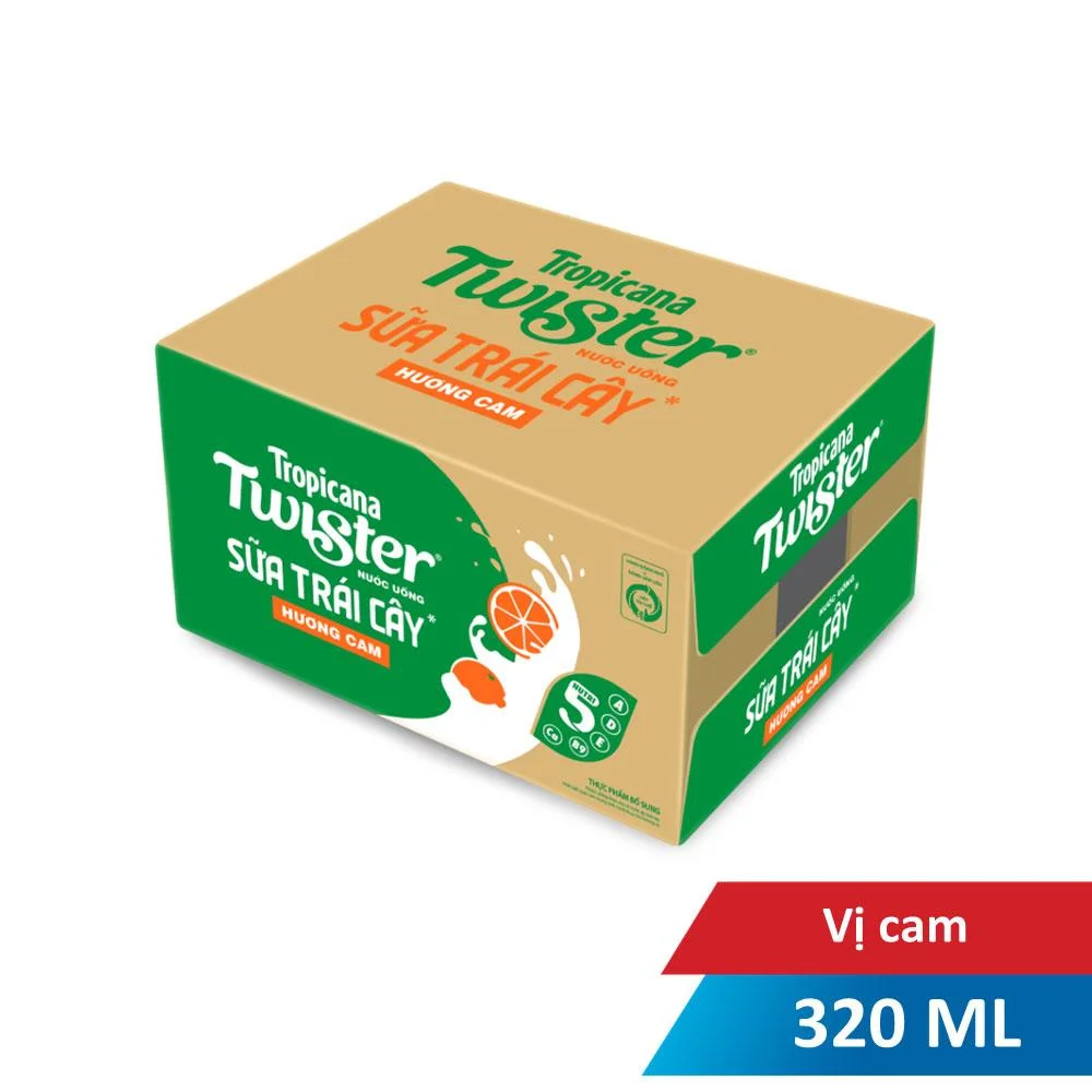 Thùng 24 Chai Nước Uống Sữa Trái Cây Twister Vị Cam 320ml