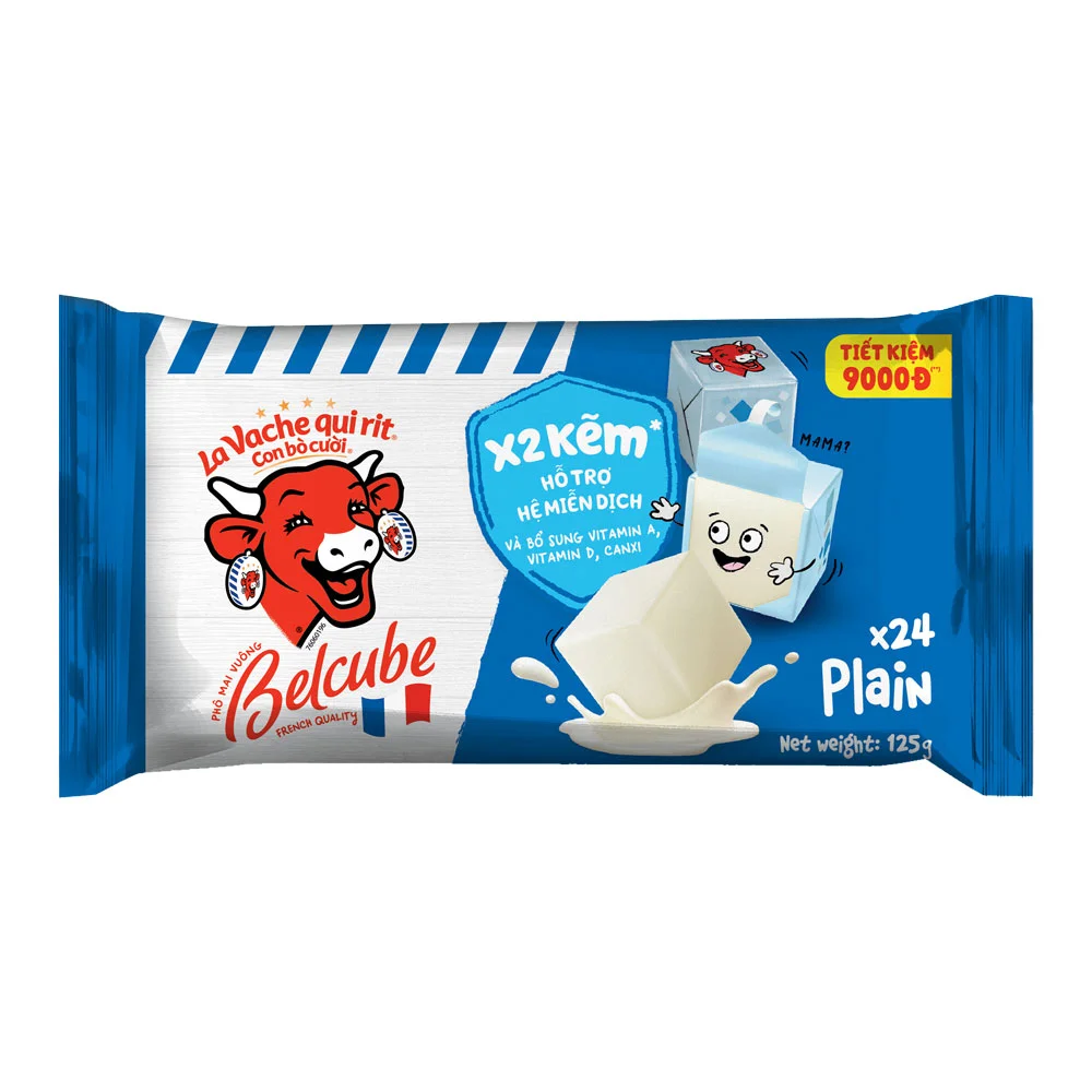 Phô Mai Vuông Belcube Xanh Dương Vị Sữa 24 Viên Hộp 125g