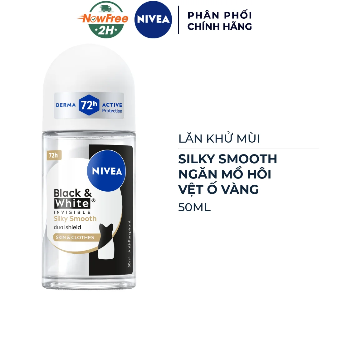 Lăn Khử Mùi Nivea Silky Smooth Ngăn Mồ Hôi, Vệt Ố Vàng 50ml