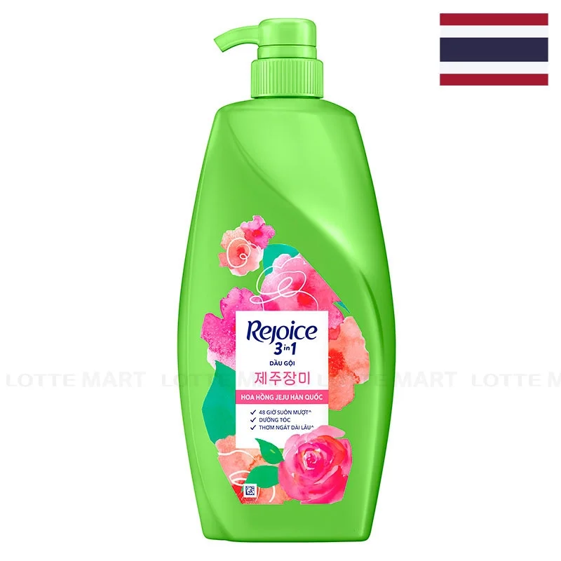 Dầu Gội Rejoice Hương Hoa Hồng Jeju Thơm Mềm Mượt 900ml