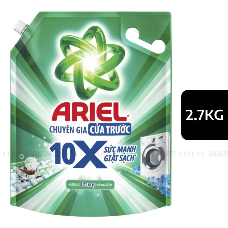 Nước Giặt Ariel Sức Mạnh Giặt Sạch 10x Cho Máy Giặt Cửa Trước Túi 2.7kg